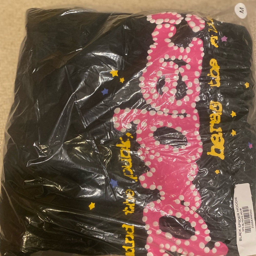 Black Hoodie with Pink and Yellow Graphic